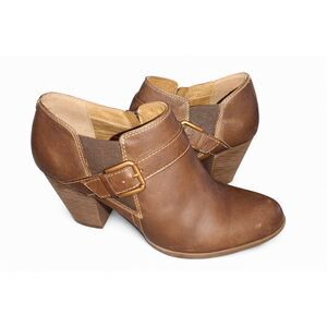 Sofft Women’s Leather Ankle Booties Size 9.5M Brown Comfort Heel Zip Booties